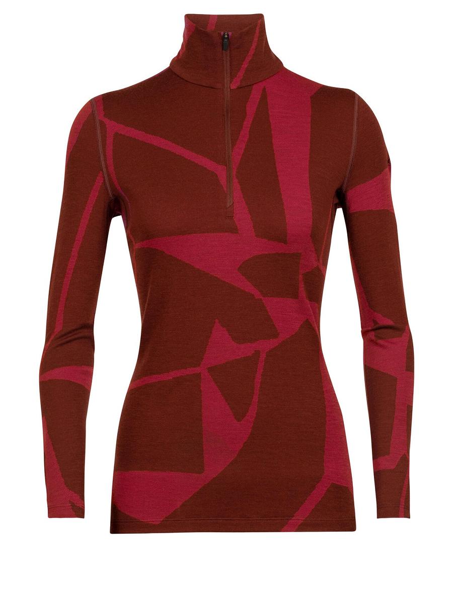 Icebreaker Merino 250 Vertex Long Sleeve Half Zip Thermal Top Fractured Landscapes Naisten Base Layers Pinkki | FI 1860AHKP